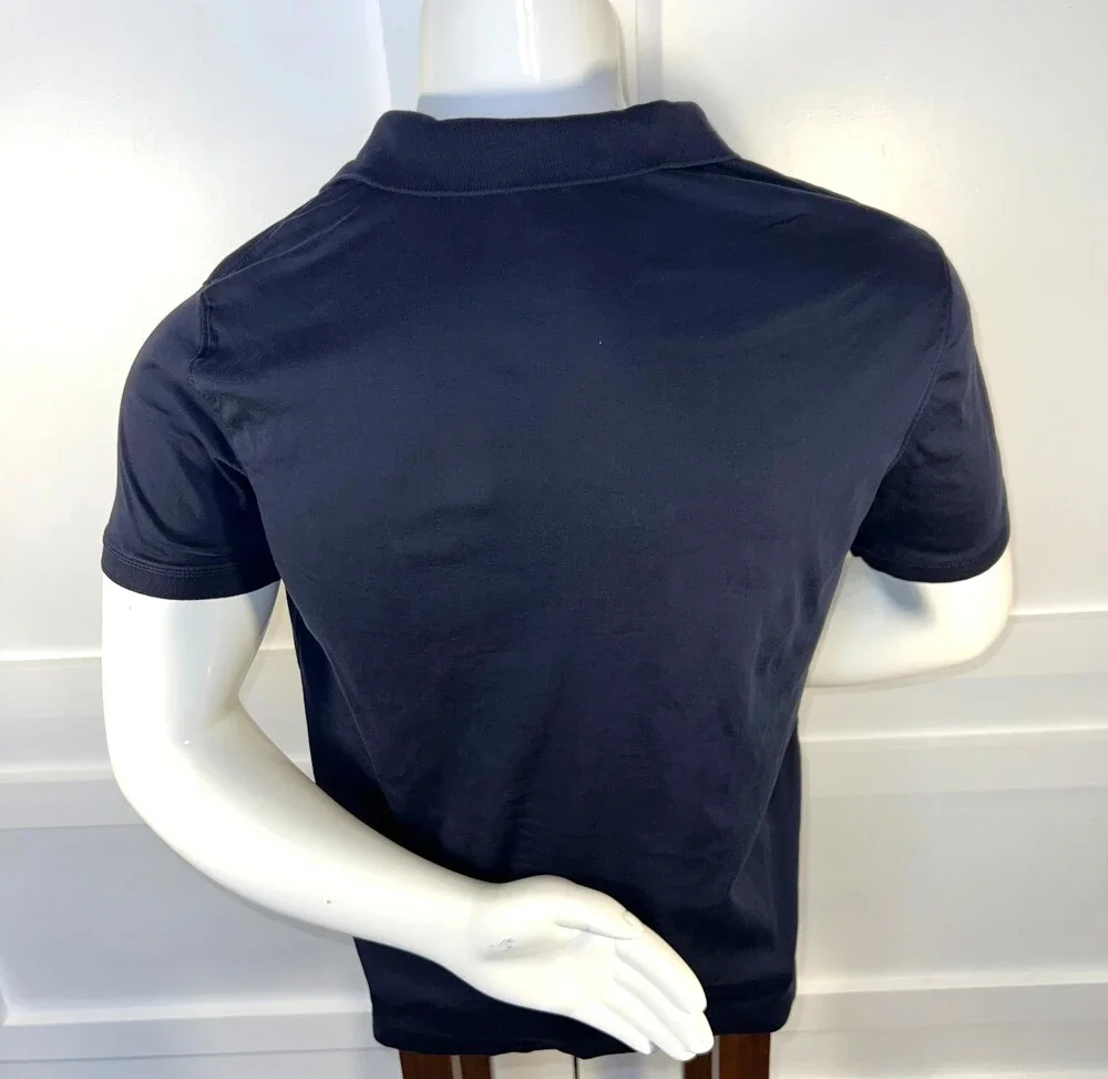 Banana Republic - Polo Shirt Men's L Navy Blue Short Sleeve 2 Button Collar
